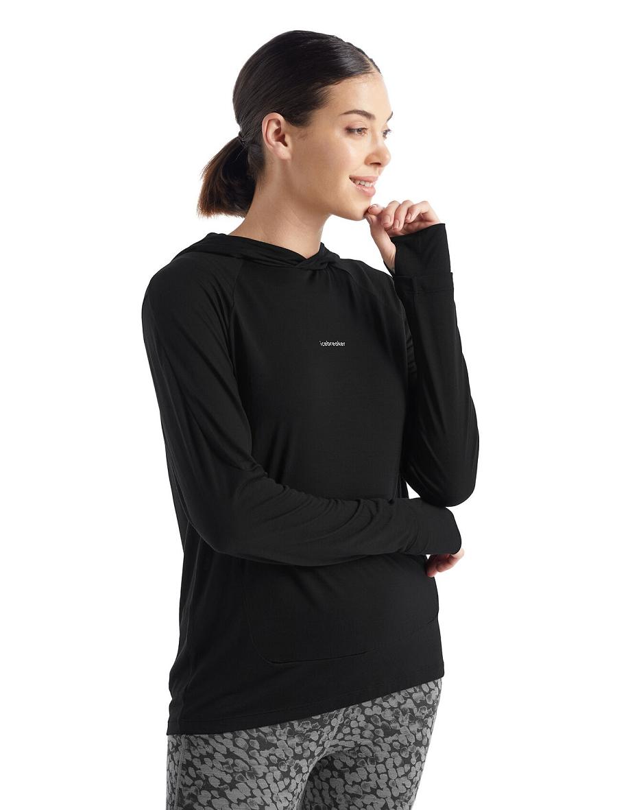 Icebreaker Cool-Lite™ Merino Hoodie Naisten Long Sleeve Mustat | FI 1637JPQJ